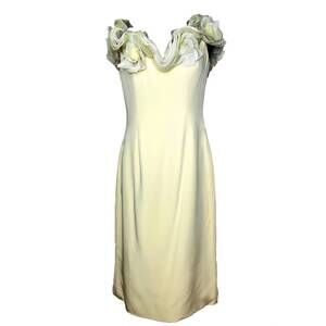 NEW STEPHEN YEARICK women's applique silk dress in yellow
